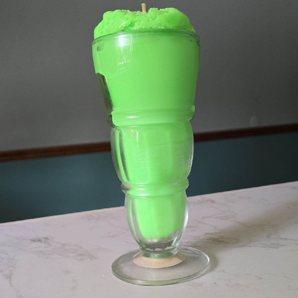 Green Candle in Glass Holder